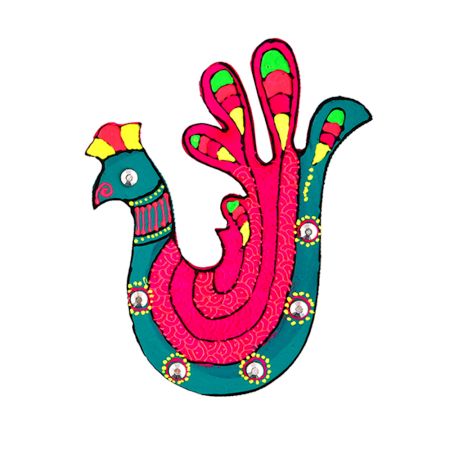 Handcrafted Folk Peacock Wooden Fridge Magnet Kitchen Decor